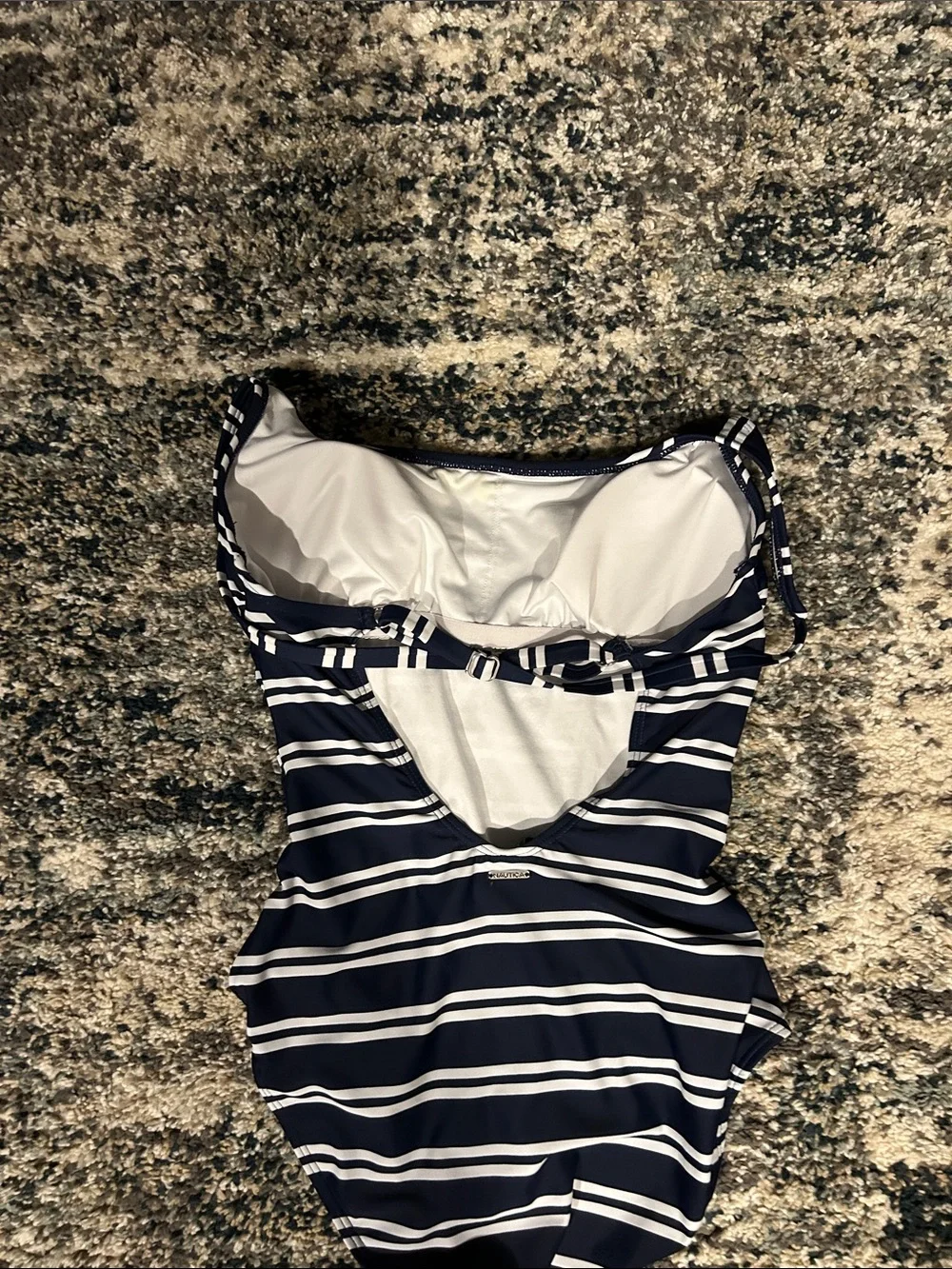 Women’s Nautica Navy and White Striped One-Piece Swimsuit